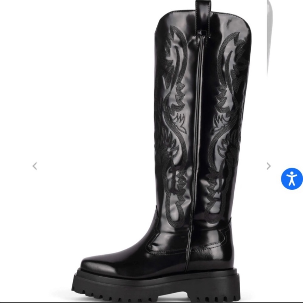 Jeffrey Campbell Women Night Ride Lug Sole Western Knee High boots